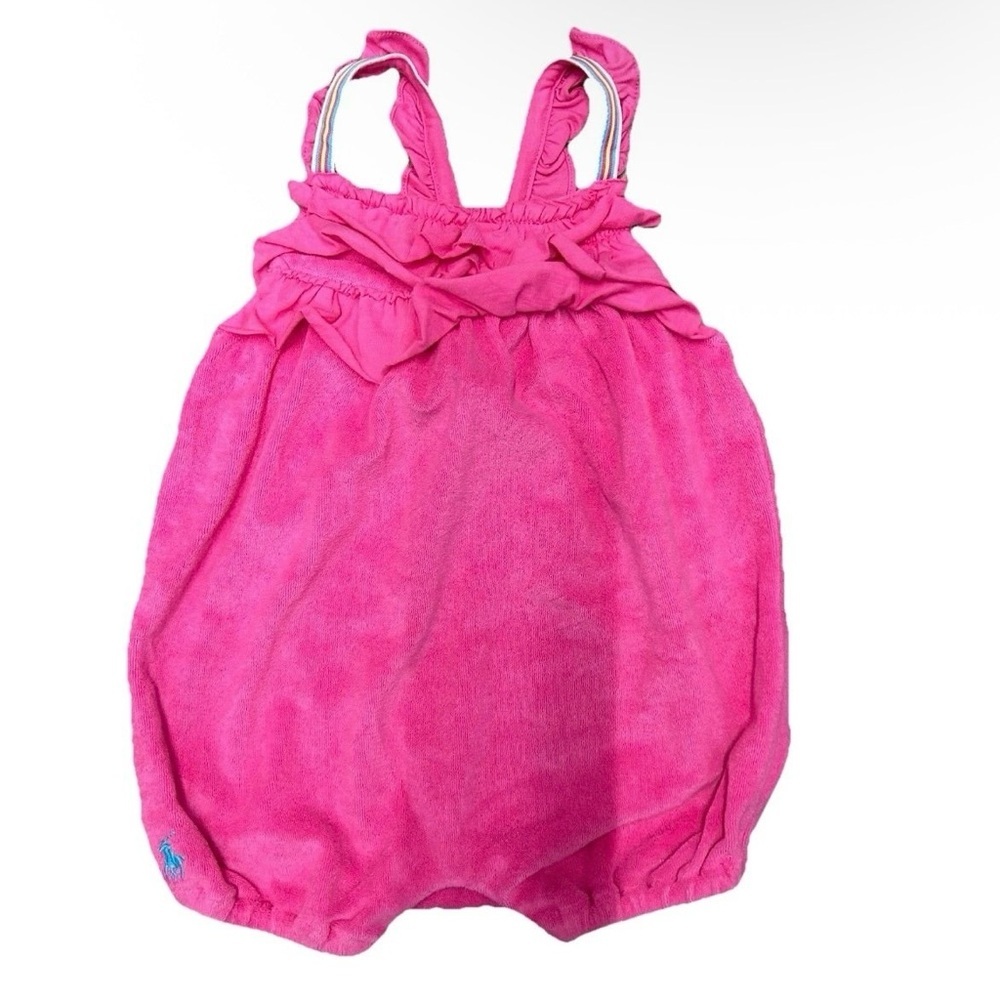 NWT Ralph Lauren Baby Girl Pink Terry Cloth Romper Size 3-6 Months